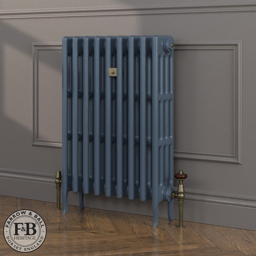 CI-RC813-BLU-FB-LS04 - Richmond Blue 4 Column Victorian Cast Iron Radiator H813mm x W1416mm