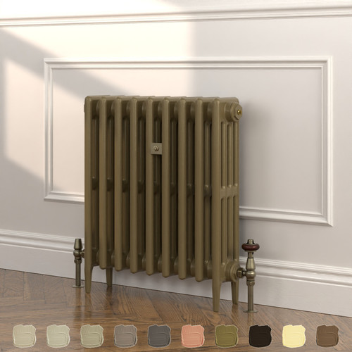 CI-RC660-BRN-TH - Richmond Brown 4 Column Victorian Cast Iron Radiator H660mm x W1085mm