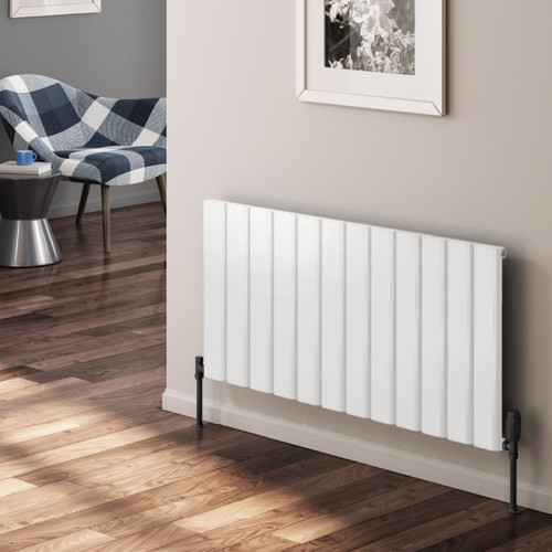 RE-A-VCR060040SW-LS00 - Reina Vicari Aluminium Designer White Single Horizontal Radiator H600mm X W1400mm