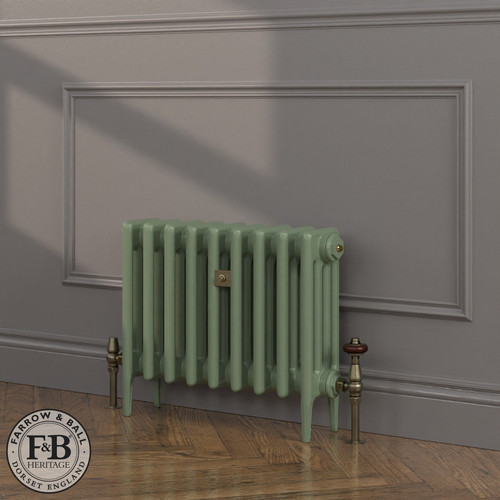 CI-RC460-GRN-FB-LS04 - Richmond Green 4 Column Victorian Cast Iron Radiator H460mm x W1373mm