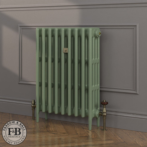 CI-RC760-GRN-FB-LS04 - Richmond Green 4 Column Victorian Cast Iron Radiator H760mm x W1928mm