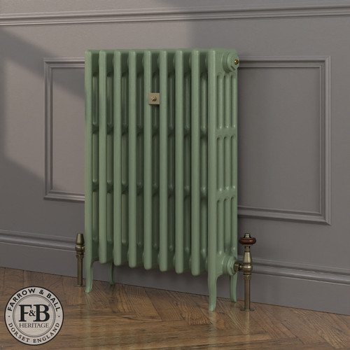 CI-RC813-GRN-FB-LS04 - Richmond Green 4 Column Victorian Cast Iron Radiator H813mm x W1296mm