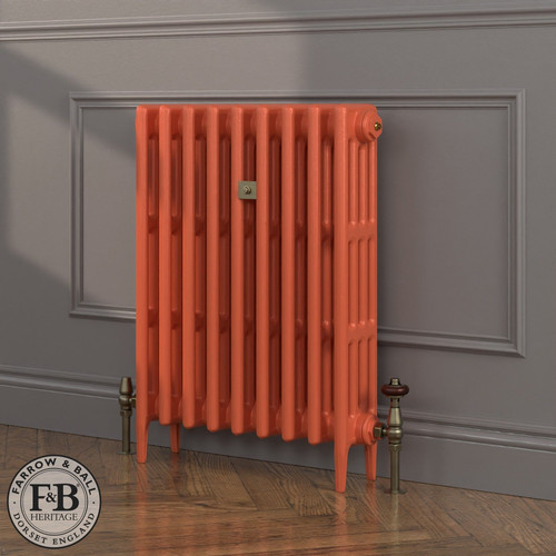 CI-RC760-ORG-FB-LS04 - Richmond Orange 4 Column Victorian Cast Iron Radiator H760mm x W706mm