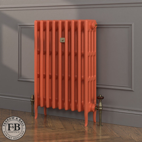 CI-RC813-ORG-FB-LS04 - Richmond Orange 4 Column Victorian Cast Iron Radiator H813mm x W274mm