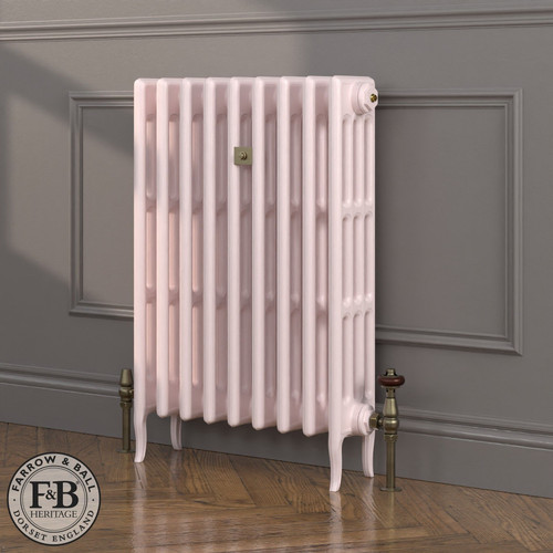 CI-RC813-PNK-FB-LS04 - Richmond Pink 4 Column Victorian Cast Iron Radiator H813mm x W996mm