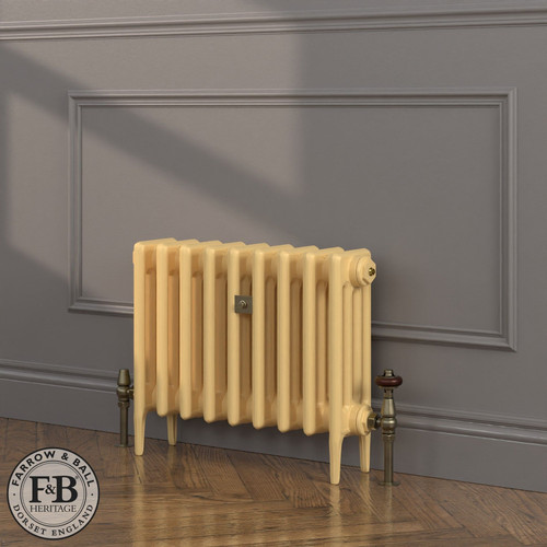 CI-RC460-YEL-FB-LS04 - Richmond Yellow 4 Column Victorian Cast Iron Radiator H460mm x W2408mm