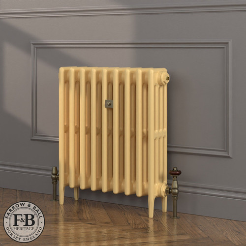 CI-RC660-YEL-FB-LS04 - Richmond Yellow 4 Column Victorian Cast Iron Radiator H660mm x W528mm