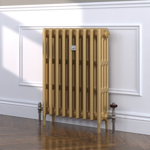 CI-RC760-GLD-TH - Richmond Gold 4 Column Victorian Cast Iron Radiator H760mm x W767mm