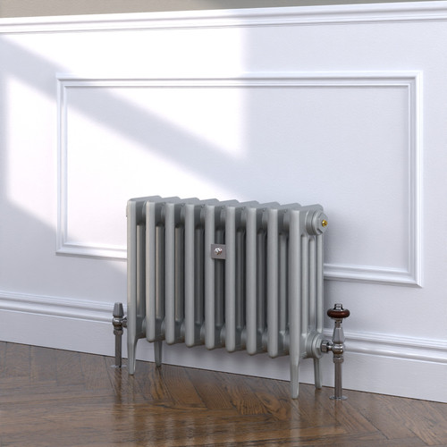 CI-RC460-SIL-TH - Richmond Silver 4 Column Victorian Cast Iron Radiator H460mm x W338mm