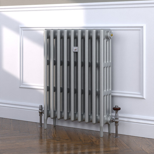 CI-RC760-SIL-TH - Richmond Silver 4 Column Victorian Cast Iron Radiator H760mm x W1867mm