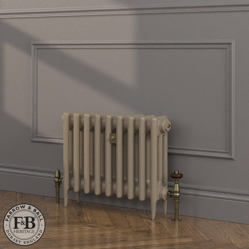 CI-SH450-BRN-FB-LS04 - Shelbourne Brown 3 Column Victorian Cast Iron Radiator H450mm x W1350mm