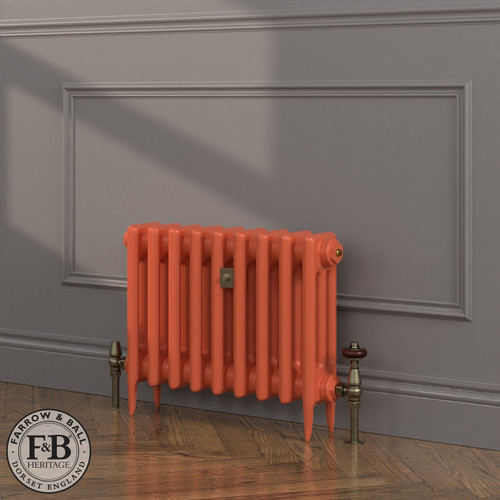 CI-SH450-ORG-FB-LS04 - Shelbourne Orange 3 Column Victorian Cast Iron Radiator H450mm x W632mm