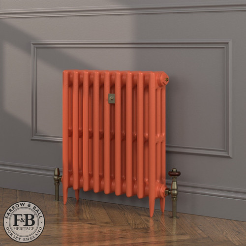 CI-SH645-ORG-FB-LS04 - Shelbourne Orange 3 Column Victorian Cast Iron Radiator H645mm x W1121mm