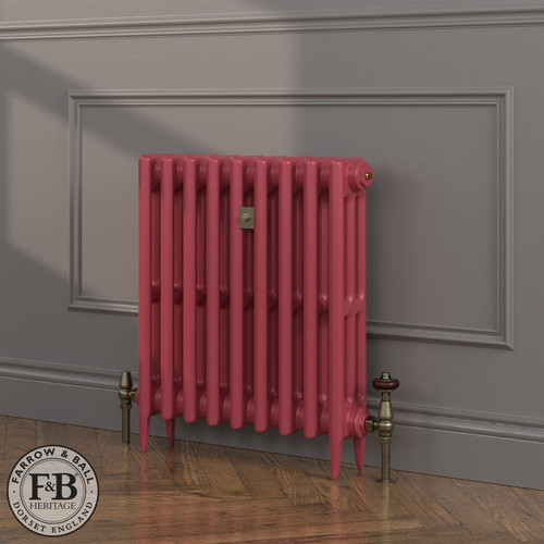 CI-SH645-RED-FB-LS04 - Shelbourne Red 3 Column Victorian Cast Iron Radiator H645mm x W880mm