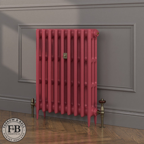 CI-SH745-RED-FB-LS04 - Shelbourne Red 3 Column Victorian Cast Iron Radiator H745mm x W525mm