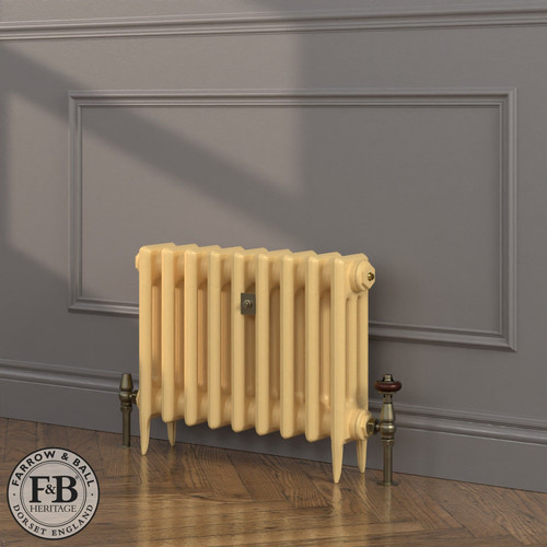 CI-SH450-YEL-FB-LS04 - Shelbourne Yellow 3 Column Victorian Cast Iron Radiator H450mm x W1230mm