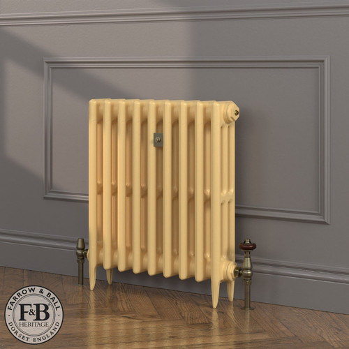 CI-SH645-YEL-FB-LS04 - Shelbourne Yellow 3 Column Victorian Cast Iron Radiator H645mm x W2208mm