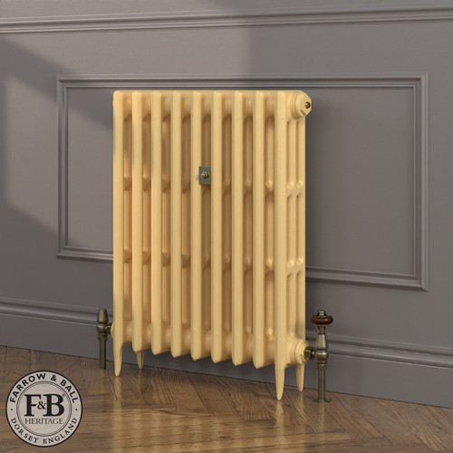 CI-SH745-YEL-FB-LS04 - Shelbourne Yellow 3 Column Victorian Cast Iron Radiator H745mm x W648mm