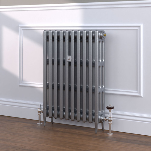 CI-SH745-SIL-TH - Shelbourne Silver 3 Column Victorian Cast Iron Radiator H745mm x W1815mm