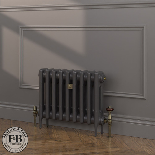 CI-RK460-BLK-FB-LS04 - Rook Black 2 Column Victorian Cast Iron Radiator H460mm x W1429mm