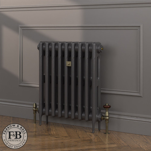 CI-RK660-BLK-FB-LS04 - Rook Black 2 Column Victorian Cast Iron Radiator H660mm x W1873mm