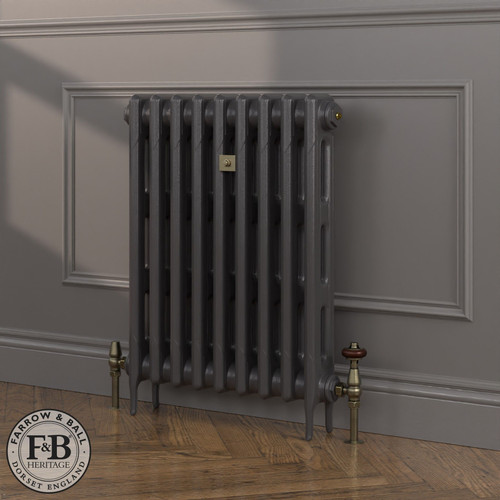 CI-RK760-BLK-FB-LS04 - Rook Black 2 Column Victorian Cast Iron Radiator H760mm x W901mm