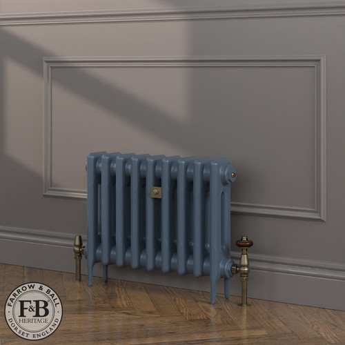 CI-RK460-BLU-FB-LS04 - Rook Blue 2 Column Victorian Cast Iron Radiator H460mm x W701mm