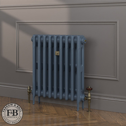 CI-RK660-BLU-FB-LS04 - Rook Blue 2 Column Victorian Cast Iron Radiator H660mm x W1505mm