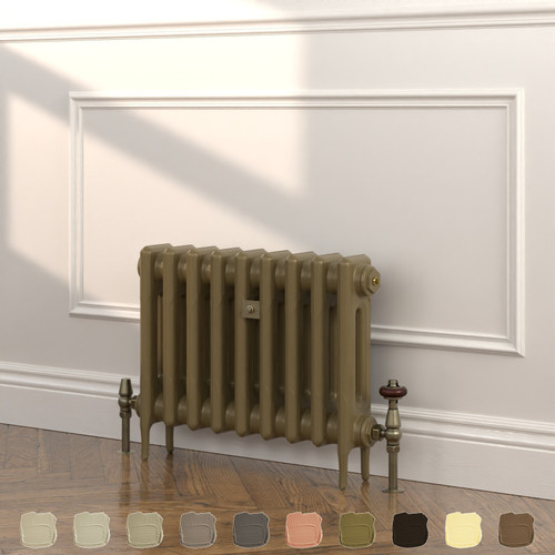 CI-RK460-BRN-TH - Rook Brown 2 Column Victorian Cast Iron Radiator H460mm x W1247mm