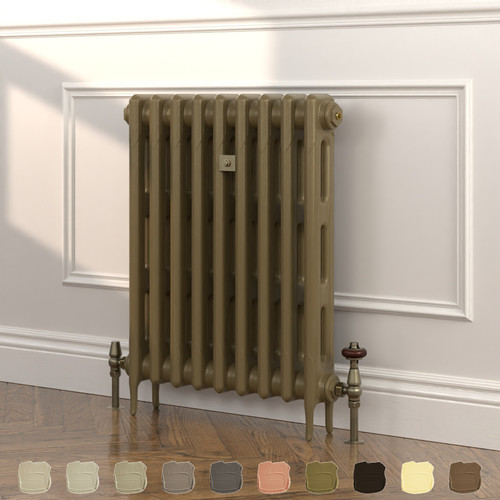 CI-RK760-BRN-TH - Rook Brown 2 Column Victorian Cast Iron Radiator H760mm x W901mm