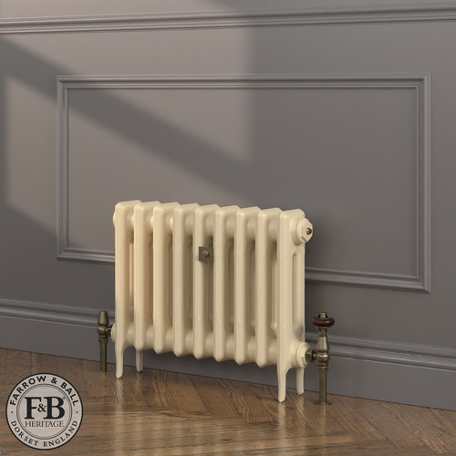 CI-RK460-CRM-FB-LS04 - Rook Cream 2 Column Victorian Cast Iron Radiator H460mm x W2035mm