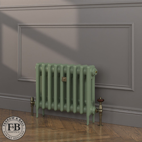CI-RK460-GRN-FB-LS04 - Rook Green 2 Column Victorian Cast Iron Radiator H460mm x W1793mm