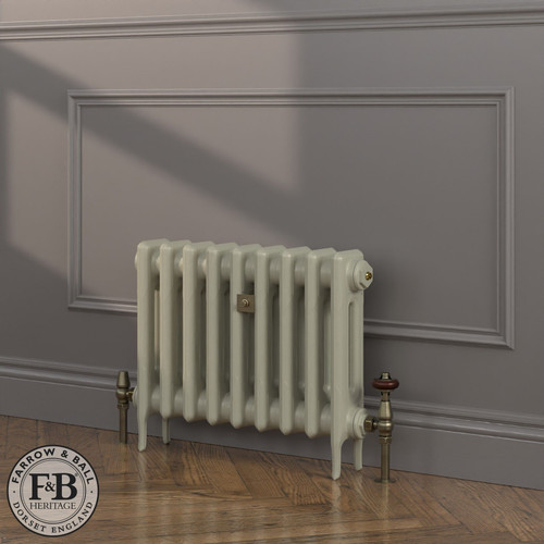 CI-RK460-GRY-FB-LS04 - Rook Grey 2 Column Victorian Cast Iron Radiator H460mm x W640mm