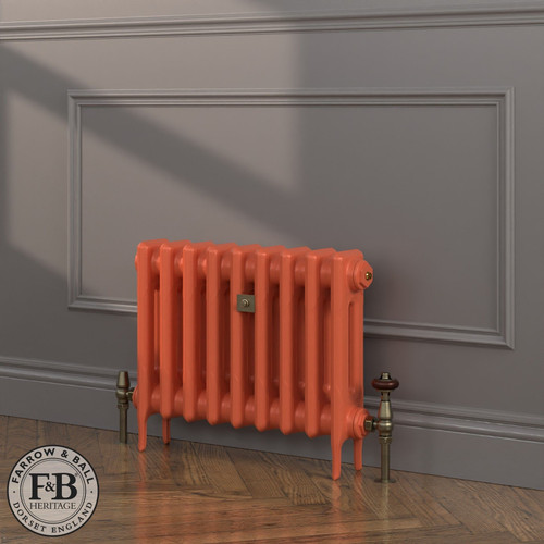 CI-RK460-ORG-FB-LS04 - Rook Orange 2 Column Victorian Cast Iron Radiator H460mm x W1126mm