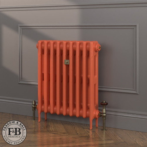 CI-RK660-ORG-FB-LS04 - Rook Orange 2 Column Victorian Cast Iron Radiator H660mm x W1260mm
