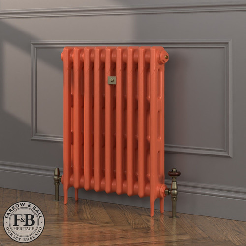 CI-RK760-ORG-FB-LS04 - Rook Orange 2 Column Victorian Cast Iron Radiator H760mm x W1148mm