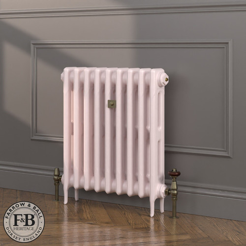 CI-RK660-PNK-FB-LS04 - Rook Pink 2 Column Victorian Cast Iron Radiator H660mm x W218mm