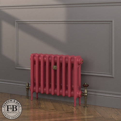 CI-RK460-RED-FB-LS04 - Rook Red 2 Column Victorian Cast Iron Radiator H460mm x W701mm