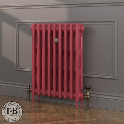 CI-RK760-RED-FB-LS04 - Rook Red 2 Column Victorian Cast Iron Radiator H760mm x W1024mm