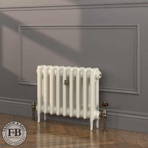 CI-RK460-WHT-FB-LS04 - Rook White 2 Column Victorian Cast Iron Radiator H460mm x W2278mm