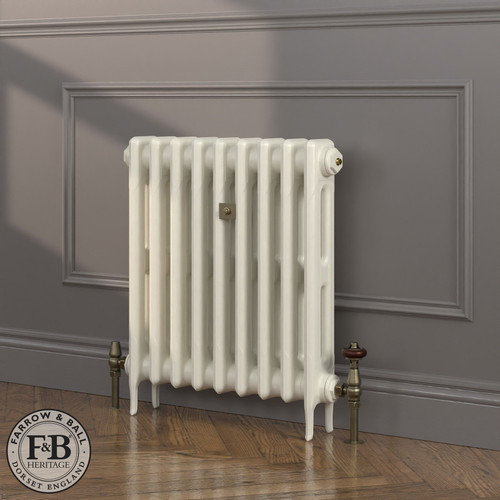 CI-RK660-WHT-FB-LS04 - Rook White 2 Column Victorian Cast Iron Radiator H660mm x W2425mm