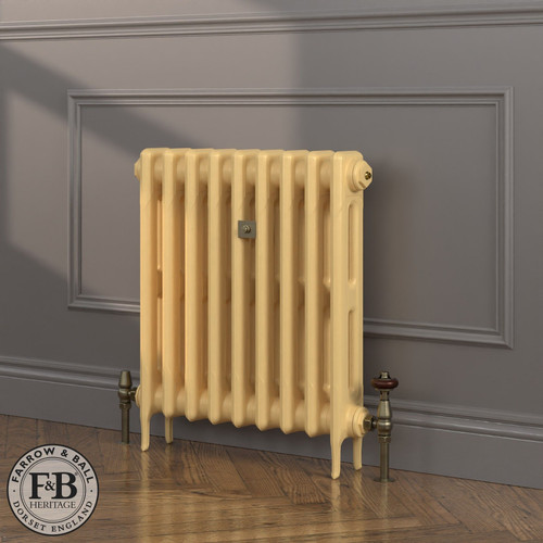 CI-RK660-YEL-FB-LS04 - Rook Yellow 2 Column Victorian Cast Iron Radiator H660mm x W831mm