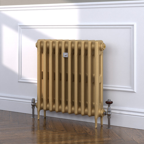 CI-RK660-GLD-TH - Rook Gold 2 Column Victorian Cast Iron Radiator H660mm x W1383mm