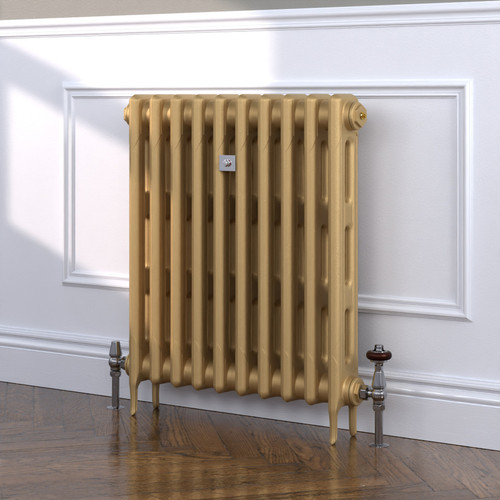 CI-RK760-GLD-TH - Rook Gold 2 Column Victorian Cast Iron Radiator H760mm x W2448mm