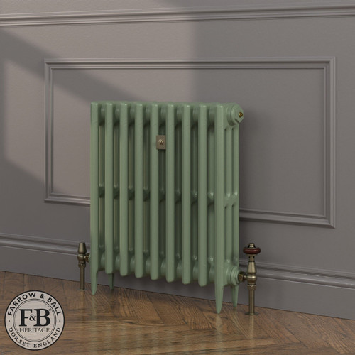 CI-SH645-GRN-FB-LS04 - Shelbourne Green 3 Column Victorian Cast Iron Radiator H645mm x W2208mm