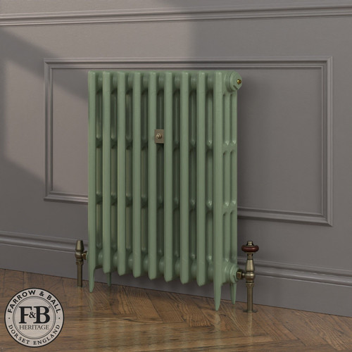 CI-SH745-GRN-FB-LS04 - Shelbourne Green 3 Column Victorian Cast Iron Radiator H745mm x W771mm