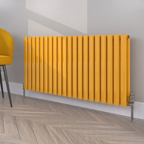 HE-550-1180D-RAL-1023-TRAFFIC-YELLOW-GLOSS-LS00 - Helios Colour Horizontal Double Radiator H550mm X W1180mm