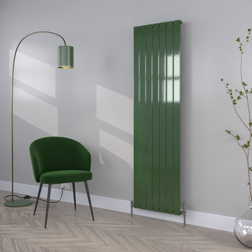 FL-1800X528S-RAL-6002-LEAF-GREEN-GLOSS-LS00 - Flux Colour Vertical Single Radiator H1800mm X W528mm