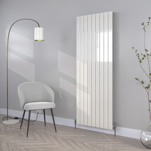 FL-1800X680S-W-RAL-9016-TRAFFIC-WHITE-GLOSS - Flux White Vertical Single Radiator H1800mm X W680mm