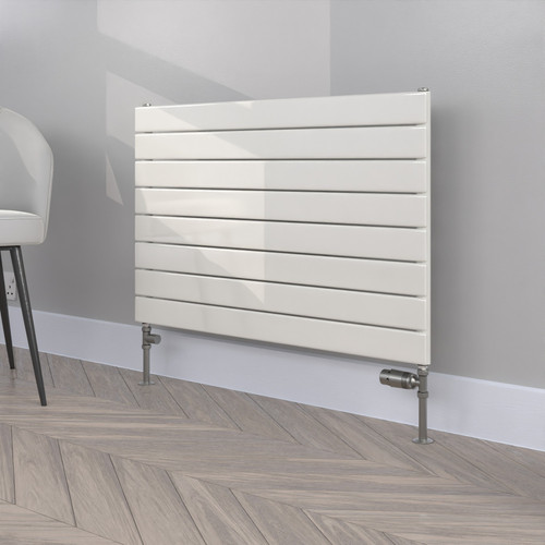 FL-604X900S-W-RAL-9016-TRAFFIC-WHITE-GLOSS - Flux White Horizontal Single Radiator H604mm X W900mm